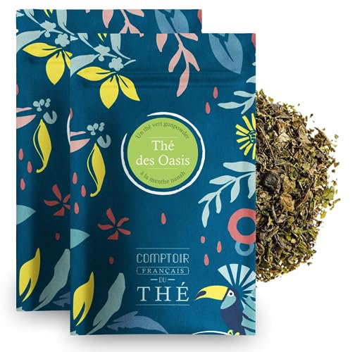 2x100g de Thé vert vrac à la Menthe Nanah - Délicieux Chaud ou Glacé | Thé Des Oasis COMPTOIR FRANÇAIS DU THÉ