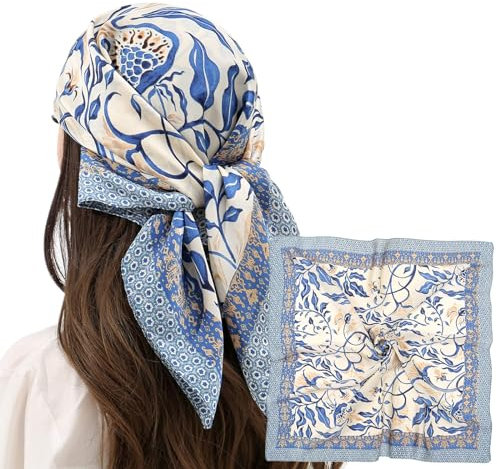 ZephyrHome bandana,kopftuch damen,Schal,quadratisches satin-kopftuch，Grafikdruck Seidentuch,Elegantes Halstücher,Geschenk für Mutter geeignet für Kopftuch, Taschentuch, Hals, Handgelenk（70x70cm）
