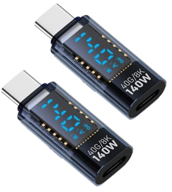 SlimQ 140 W USB-C förlängningsadapter med digital skärm, 2-pack blå,