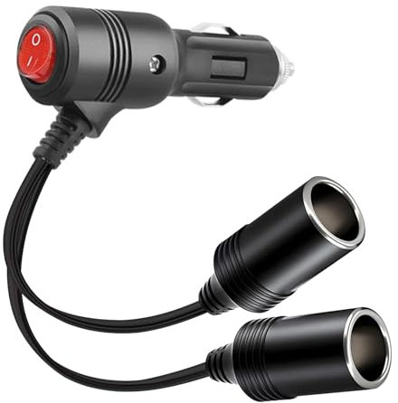 Momowin Zigarettenanzünder Verteiler, Auto Zigarettenanzünder Stecker, 1 bis 2 Auto Zigarettenanzünder Stecker mit Schalter und 15A Sicherung, für Jedes Auto Modell