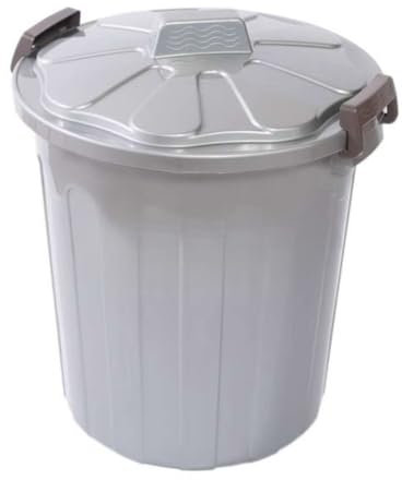 LoviStore Pattumiera Bidone Rifiuti con Coperchio Contenitore Cestino Immondizia Spazzatura Capacità Capienza 50 lt Grigio, interno Esterno, in Plastica Resistente Chiusura Ermetica 43x55H cm.
