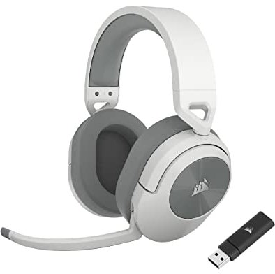 Corsair HS55 Wireless Casque de jeu léger Son surround Dolby 7.1 Microphone omnidirectionnel Portée jusqu'à 50 pieds Compatible iCUE PC, Mac, PS5, PS4 Blanc (Reconditionné)