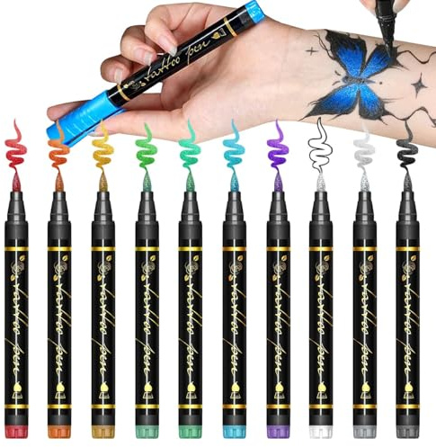 Hud Body Art Markör, tillfällig markör, 10 färger tvättbar ansiktsfärg för fester halloween karneval cosplay barn kvinnor män