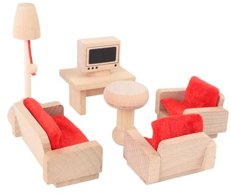 SIXRUN Ensemble de Meubles de Salon Miniatures et élégants pour Enfants, Accessoires de Maison de Poupée Faits à la Main avec des Styles Polyvalents pour Un Temps de Jeu Interactif