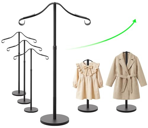 Reusable Shirt Display Stand-Mannequin Torso Tshirt Display Stand for Retail/Vendors,18-33 Adjustable Dress Form Mannequin Stand Clothes Rack,Portable Holder Jacket Coat Hanger,All Metal/Black/4 Pack