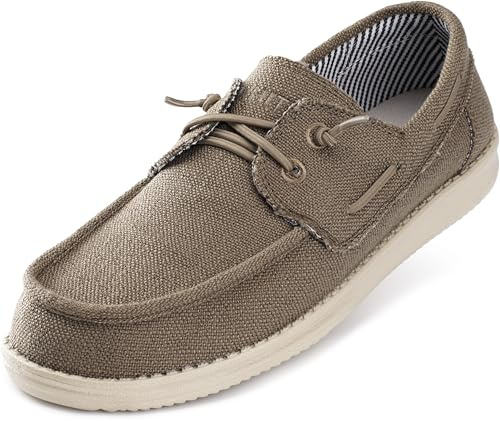 WHITIN Men's Slip-on Boat Loafers Casual Deck Shoes, Brown, 10