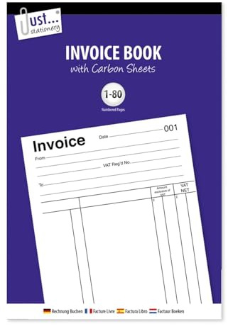 Cuaderno de facturas duplicadas de papel de carbono, paquete de 1 bloc de facturas para trabajadores autónomos para pequeñas empresas, papel rayado, 80 páginas numeradas, hojas microperforadas