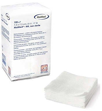 MaiMed - 100 compresse di garza, non sterili, 10 x 10 cm, 12 strati