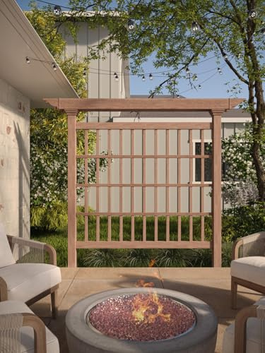 Vita Colonial Vinyl Privacy Screen, 80 inch W x 90 inch H, Trellis, Garden Décor Lattice, PVC, Brown, Embossed Woodgrain, VA84051