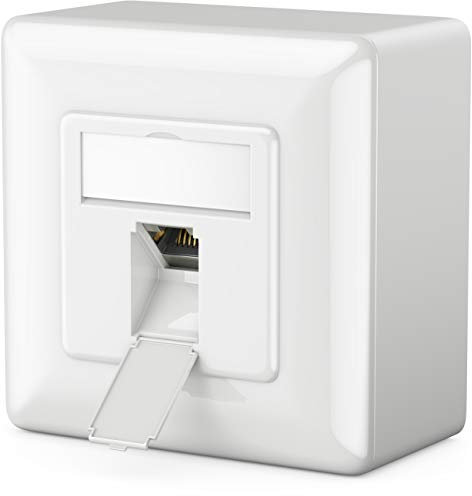 deleyCON 1x CAT6 Universal Netzwerkdose - 1x RJ45 Port - Geschirmt - Aufputz oder Unterputz - 1 Gigabit Ethernet Netzwerk - EIA/TIA 568A&B - Weiß