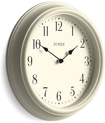 Jones Clocks® Venetian wall clock | Classic round clock | 30cm | Pale cream | Arabic numerals | Traditional design ideal for kitchen, living room or bedroom