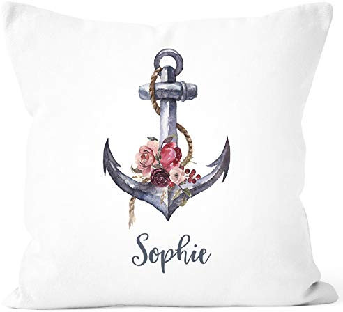 SpecialMe® Kissen-Bezug mit Namen und Buchstabe Kissen-Hülle Namenskissen Baumwolle personalisierte Geschenke Dekokissen weiß Unisize
