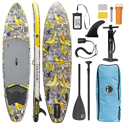 iBOARD Planche de Paddle Gonflable | Planche de Stand up Paddle | 11′×32″×6″ d'épaisseur | Tous Les Accessoires à l'intérieur (Couleur- 11')