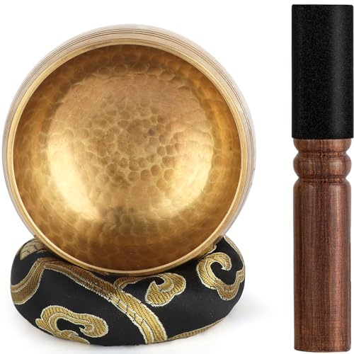 Tibetanskt klangskålset – 100 % handhamrad i Nepal ljudskål för meditation, yoga, chakra, meditationstillbehör, unika gåvor för kvinnor, män (8 cm)