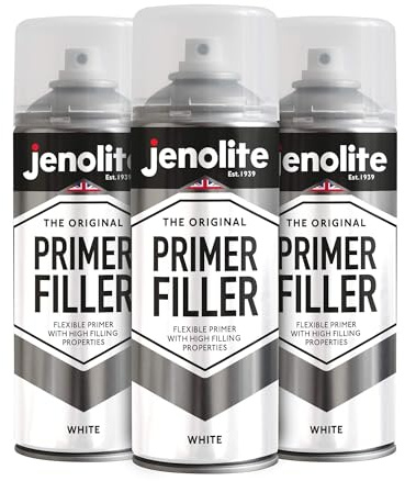 JENOLITE Grundfüller Aerosolfarbe | WEIß | Flexible Grundierung mit hohen Fülleigenschaften | Füllt kleine Dellen und Kratzer für ein glattes Finish | 3 x 400 ml