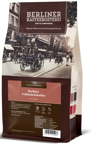 Berliner Kaffeerösterei - Berliner Frühstückskaffee (250g / ganze Bohne), Röstgrad Kaffee: mittel, 100% Arabica Bohnen, Aromaprofil: Nussig/Röstig/Süß
