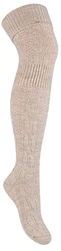 STEVEN Womens Over The Knee Socks Thigh High Wool Socks | Winter Warm Thick Long Socks for Ladies (6-8, Beige)