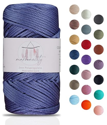 Makromecity makramégarn 2 mm x 115 m premium polyester makramérep polypropylen garn för hantverk heminredning platsplatta axelväska handväska löpare nappkedja 20 färger