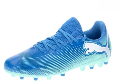 Puma Unisex Youth Future 7 Play MG JR Soccer Shoe, HYPERLINK Blue-Mint-Puma White, 38.5 EU