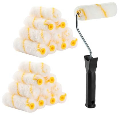 Bates- Paint Rollers, 4 inch Paint Roller with 10 Covers, Small Paint Roller, Paint Rollers for Painting Walls, Mini Rollers for Painting, Paint Roller Small, Paint Roller Frame, Wall Painting Tool