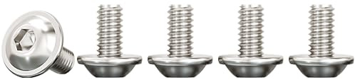 Drenky M4x10mm Tornillos de Acero Inoxidable A2 V2A, 50 Piezas Tornillo de Cabeza Alomada con Brida Y Hexágono Interior Tornillo a Máquina Hexagonale Totalmente Rosca Métrica
