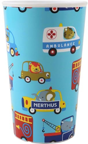 NERTHUS FIH 1324 Kinder-Plastikbecher 250 ml, für kleine Hände konzipiert, BPA-frei, Autos