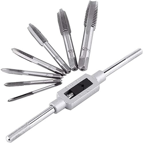 Yuentoen Gewindebohrer Set,8 StückGewindeschneider,Lager Stahl Gewindeschneidsatz Metrisch mit BohrerFeingewinde Werkzeug Gewindeschneidmaschine Zoll Profi Windeisen,M3 - M12 Tap and Die Set