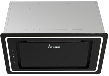 KKT KOLBE Dunstabzugshaube 52 cm Abluft | Umluft | Inselhauben | Schrank oder Deckenmontage | Edelstahl | Schwarz Glas | Nachlaufautomatik | LB520