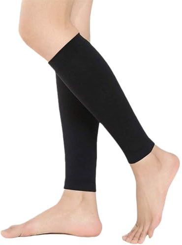 SynapSYA Manga de compresión de Pantorrilla 30-40 mmHg Hombres Mujeres Mangas de compresión de pantorrillas sin pies Pantorrilleras De CompresióN(Black,XXL)