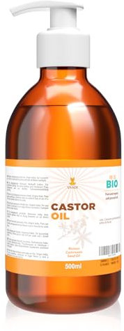 Snadi - Reines BIO-Rizinusöl 500 ml | Kaltgepresst | Antioxidativ und Anti-Aging | Feuchtigkeitsspendend für trockene Haut und Haare | Ideal für Wimpern und Bart | Castor Oil