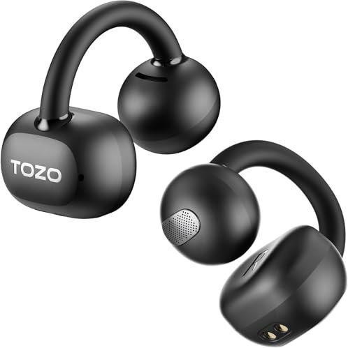 TOZO OpenEarRing Auriculares Inalámbricos Bluetooth 5.4 Ultraligero con Cancelación IA de Ruido ORIGX Acústico EQs Ajuste 40H Reproducción LED Pantalla USB Tipo C IPX5