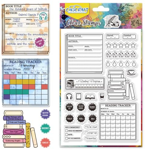 CHGCRAFT Diario de lectura sello transparente reseña del libro silicona sellos transparentes sellos para DIY scrapbooking álbum de fotos decoración, 4,3 x 6,3 pulgadas