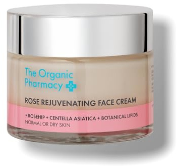 The Organic Pharmacy Rose Rejuvenating Face Cream, 50ml - Intensive wrinkle correction, Anti-ageing, With Rosehip, Centella Asiatica, Botanical Lipids, Organic 77%, Natural 81%