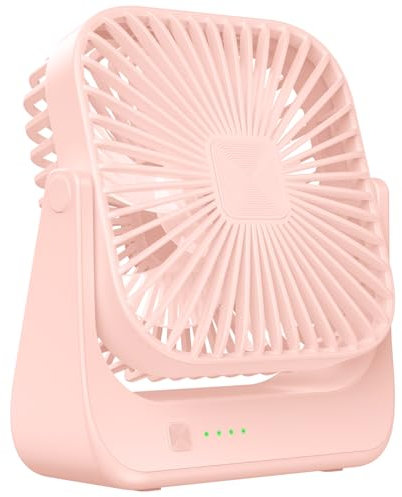 Tischventilator Mini USB Ventilator Tragbarer Klein Wiederaufladbarer 4 Geschwindigkeiten 360° drehbarer Akku Aufladbar Leise ventilatoren Für Reisen Büro Zuhause Draußen Geschenke für Frauen Männer