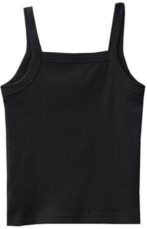Débardeur Fille - Maillot de Corps pour Fille - Débardeur de Sport - T-Shirt d'été - Haut à Bretelles - Loisirs - sans Manches - Vêtements pour Enfants Respirant Confortable (Black, 11-12 Years)