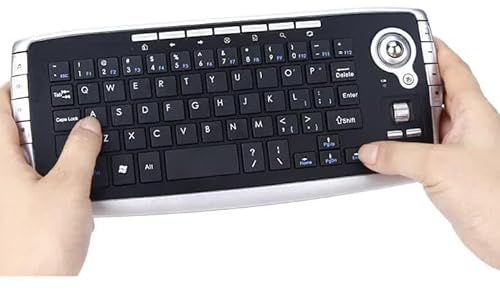 Mini clavier sans fil avec souris trackball - 2,4 G - Souris à air portable avec touches multimédias, molette de défilement, Plug and Play, portée de 10 m, compatible avec Windows, Android, Linux, Mac