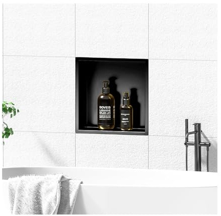 Nicho de ducha de acero inoxidable, nicho de pared empotrado de una sola capa cepillado, no necesita azulejos, estante de almacenamiento cuadrado para almacenamiento de baño, dorado, 12.5 x 4.9