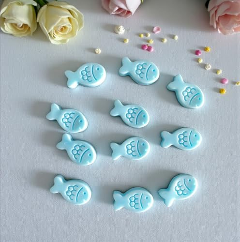 Lot de 50 savons en forme de poisson - Bleu - Bonbonnière pour communion, baptême et confirmation - Petits savons décoratifs en forme de poisson - Décoration de table et petit cadeau pour fêtes