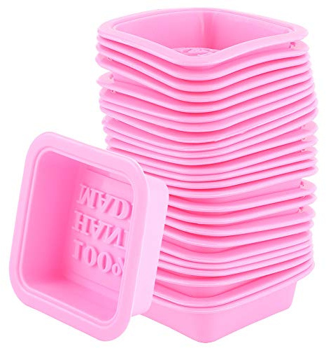 Fdit 25Pcs Silicone Mold, Multi Use Soap Chocolate Candle Molding Tool, Flexible Non Stick Baking Mold for Muffin Cupcake Jellies Craft & Kitchen Supply (25 Pink)