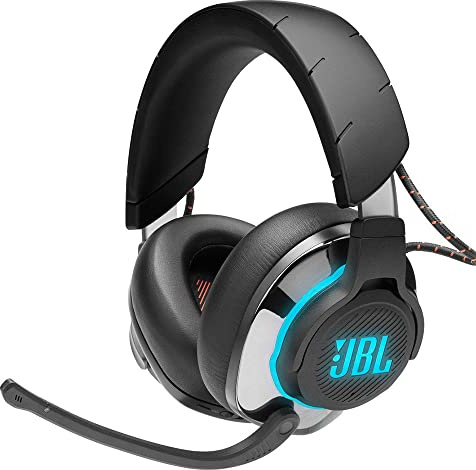 JBL Quantum 800 Cuffie Gaming Over-Ear Wireless 2,4 Ghz e Bluetooth, Headset da gioco con Microfono, RGB e Surround, compatibilità Multipiattaforma, Colore Nero