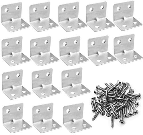 16 Stück Winkelverbinder 30 x 30 x 36 mm Stahl Bauwinkel Montagelöcher Möbelwinkel Verzinkt Schwerlast Holzverbinder Montagewinkel Stuhlwinkel Mit 64 Schrauben，geeignet von Tischen, Schränken, Stühlen