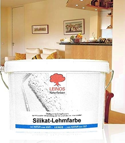 LEINOS Silikat-Lehmfarbe 689, naturweiß – Hochdeckende Wandfarbe für Innen, atmungsaktiv, lösemittelfrei, diffusionsoffen, geruchsarm, vegan, ideal für Lehmputz, Kalkputz, Putz – 2,5 L