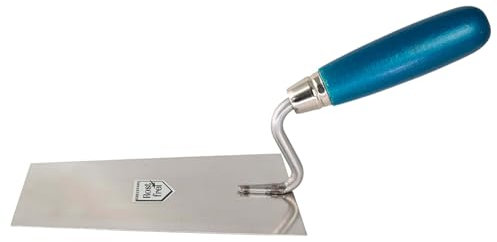 TRUFA Tiroler Stuckateur- und Maurerkelle rostfrei mit Holzgriff Blau, 18cm Gipserkelle, Putzkelle, Glättekelle, Spachtel, Werkzeug zum Verputzen