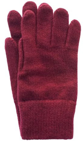 FosterNatur - Guanti invernali da donna in lana merino, 100% lana, bordeaux, 6,5