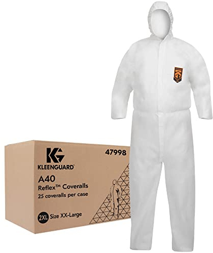 KleenGuard A40 Reflex 47998 - Tuta protettiva usa e getta con cappuccio 47998 - PSA - 25 tute bianche monouso taglia XXL