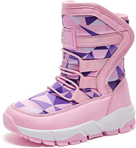 GUBARUN Schneestiefel Jungen Mädchen Winterstiefel Kinder Winter Outdoor Wasserdicht Warme Stiefel（N-Pink Lila, EU 27