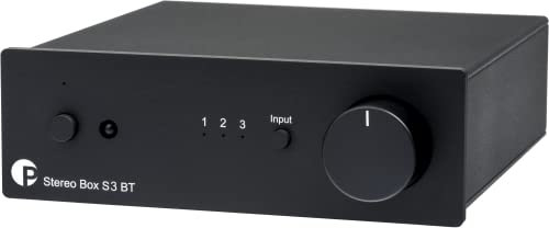 Pro-Ject Stereo Box S3 BT, Ultrakompakter Vollverstärker mit AptX HD Bluetooth und Motorpotentiometer (Schwarz)