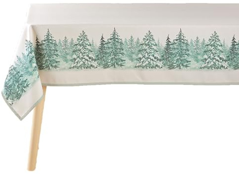 Douceur d'Intérieur, Nappe de Fête Rectangle (150 x 300 cm) Christmas Naturel, Polyester Imprimé