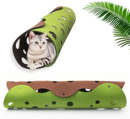 Katzentunnel Katze Spielzeug Tunnel 2-Wege Katzen Tunnel Faltbarer Katzenspielzeug, Katze Tunnel Geeignet für Innen und Außenbereich, 22x91cm
