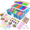 ROSHUKG 14500 Loom Bänder Set, 28 Farben Gummibänder Making Kit mit 3 Schicht-Container für Mädchen Jungen(Blau)